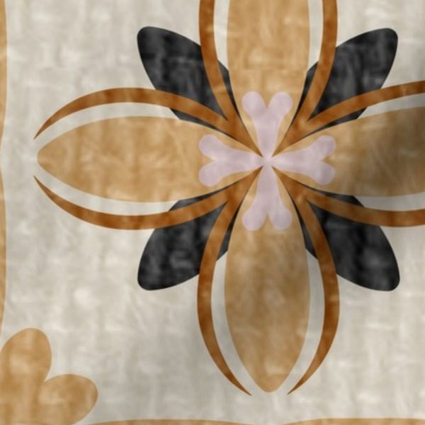 Warm Ochre Floral Lattice Seamless Pattern