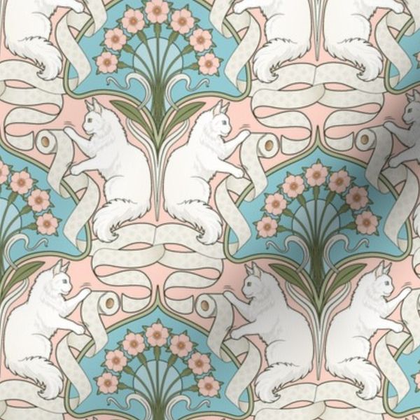 Maine Coon Cat Toilet Paper Art Nouveau Pink 25Size