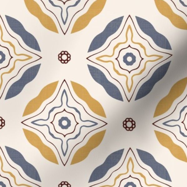 Retro Mediterranen Kitchen Tiles / Rustic Decorative Geometry Mustard Gold