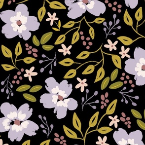 Lavender flowers on black