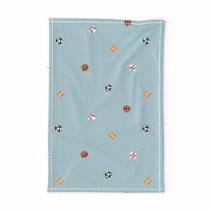 Tossed Hand Cut Sports Balls - Light Blue Background