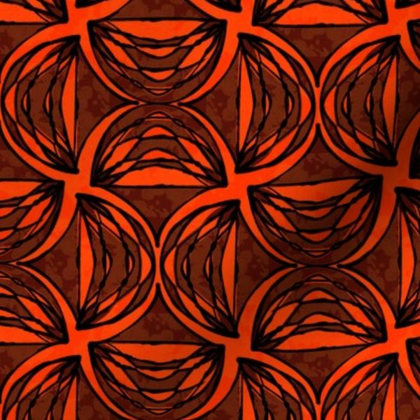 Retro Abstract Orb Geometric Pattern - Fiery Orange & Dark Brown S/M/L