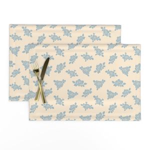 Vintage Soft Blue Hand Drawn Roses Cottagecore Pattern Floral Illustration