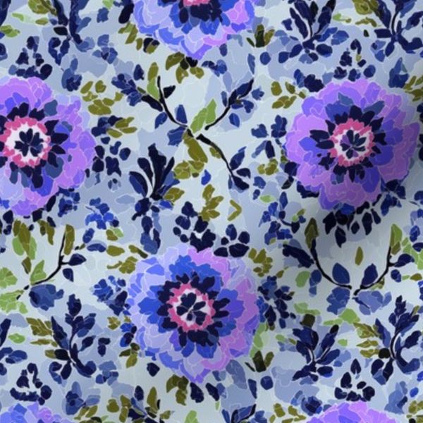 Periwinkle Peony Indigo Floral Abstract Painted Bloom