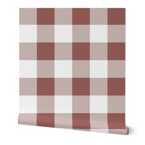 Contemporary farmhouse cottage-preppy buffalo checked gingham-warm brown