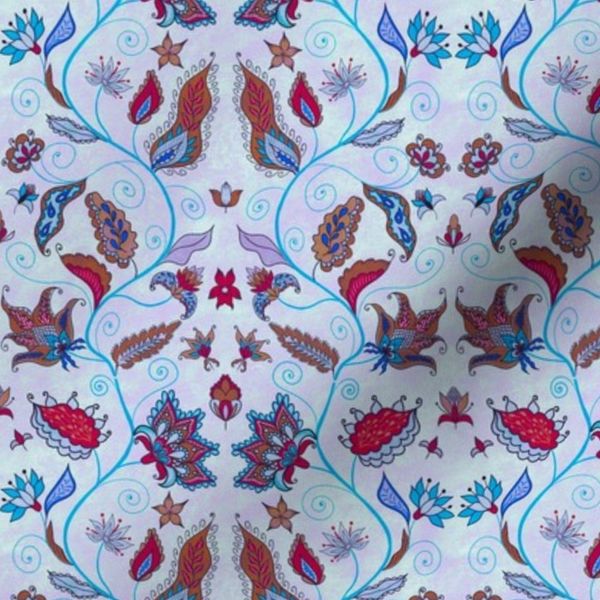 Floral Boho Indian Chintz in red and blue - S