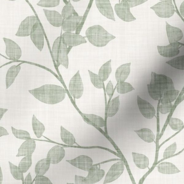 Dappled Leaves & Climbing Vines In Sage And Cloud White