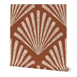 Art Deco Fan Pattern Terracotta and Cream