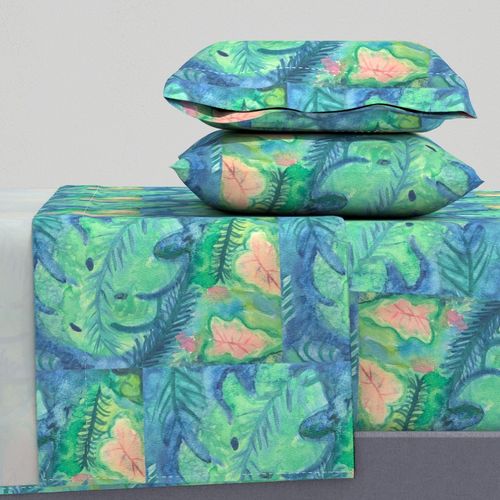 Serene Tropical Jungle Watercolor