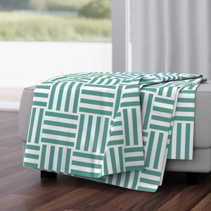 Modern Teal and White Basketweave Grid Geometric Repeat Pattern