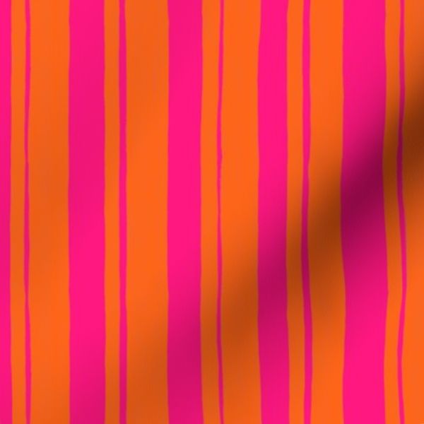 Orange and Pink Hand-draw Organic Linen Textured Stripe Pattern