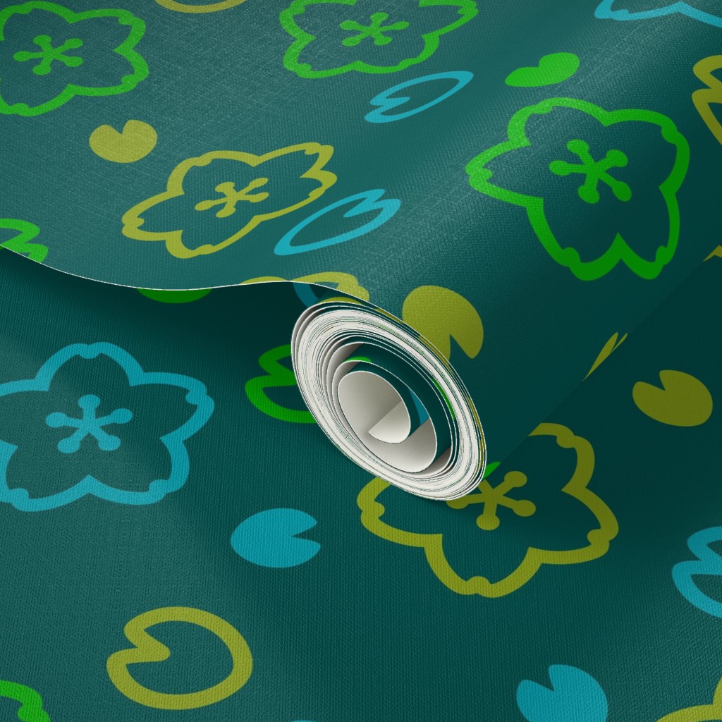 Close up of a Peel and Stick wallpaper roll with a design applied