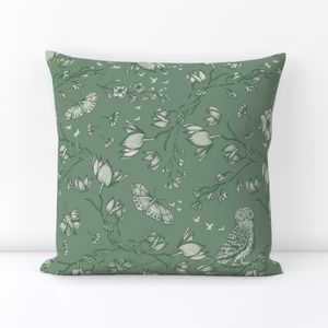 Orchid Owl Aquarelle - Jade Green Reverse