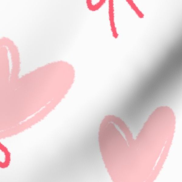 Soft Coral Pink Heart Ribbon Pattern