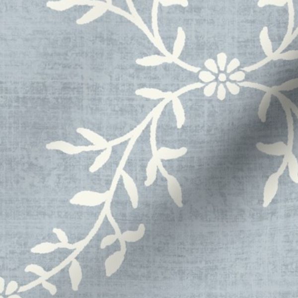 Dori Delicate Heritage Revival Floral Ogee Cream On Muted Light Blue large