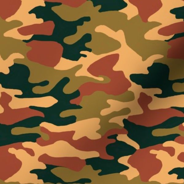 Classic camouflage in warm shades of ochre russet brown and khaki