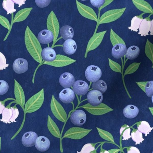 Midnight Blueberries and Blooms Medium
