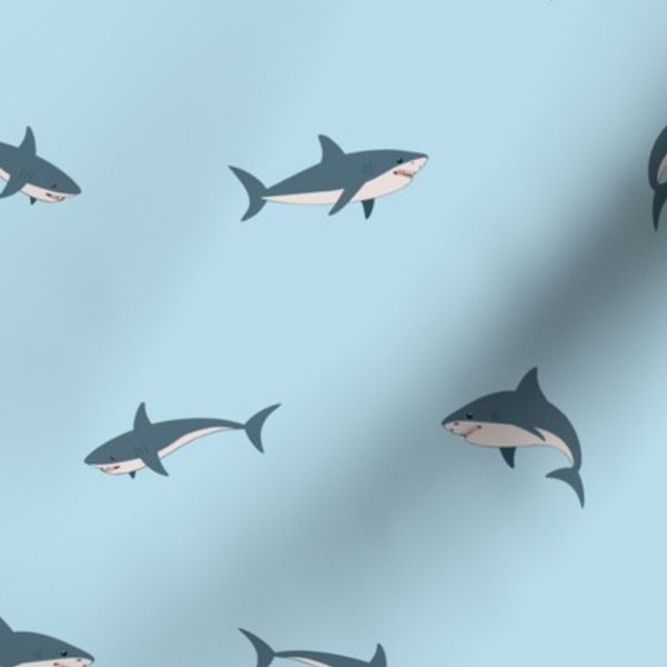 Small Sharks On light pastel blue