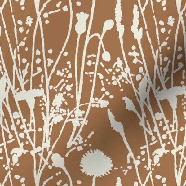 WILD MEADOW FLOWERS CHESTNUT BROWN IVORY