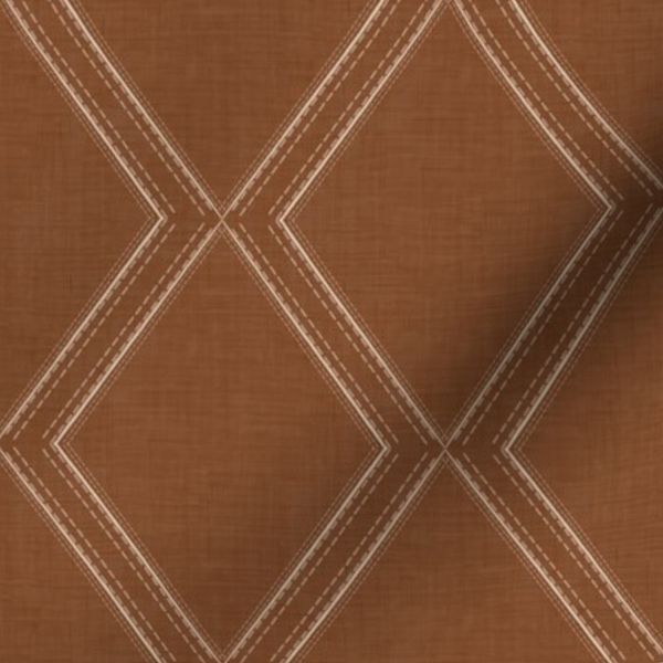 Scandinavian Geometric Trellis Wallpaper & Fabric-Burnt Sienna