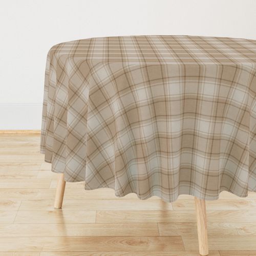 Classic Farmhouse Linen Textured Plaid Tartan - Interlude Brown - Med