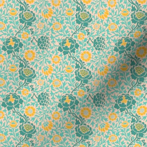 Small William Morris Grafton Floral - Mint Peach