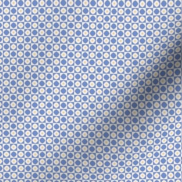 Quatrefoil Checks - Micro Scale - Cornflower Blue on Warm Bone White