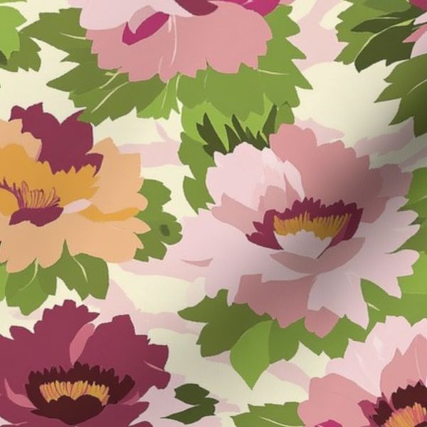 AB0527 - pink and green florals - medium