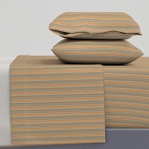 Narrow Shirting Stripe Warm Golden Brown on Sage Green Halloween Coordinate