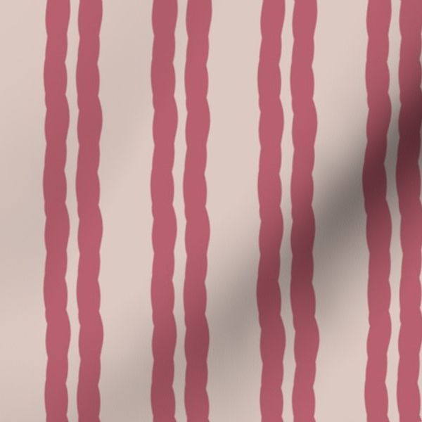 Dusty Rose and Gray Wavy Stripe / Grandmillennial French Country Grid Small