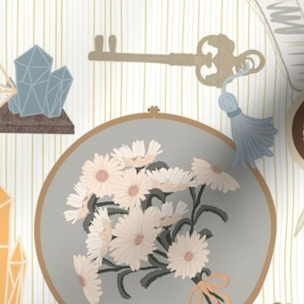 Gertie's Favourite Wall-Whimsical Framed Floral Collage-Neutral-Desaturated