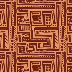 Rust Orange Aztec Pattern Bold Geometric Tribal Print