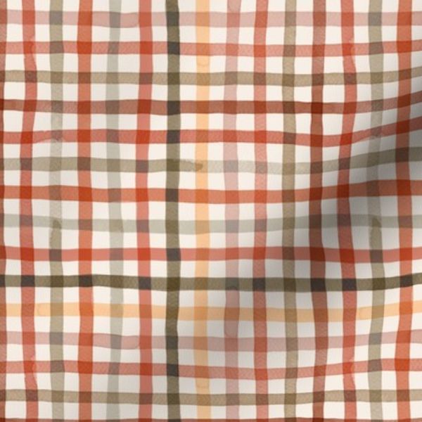 Autumn Fall Cozy Gingham Warm tones Terracota Sage Green Small