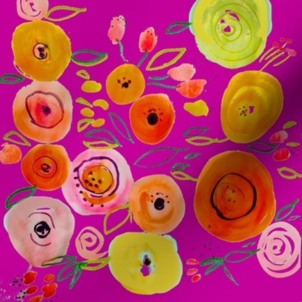 Watercolor Poppies // Fuchsia