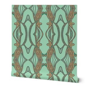 Boho Pillars Mint Green Doodle Art