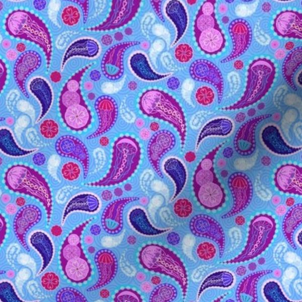 Jellyfish love paisley small light blue
