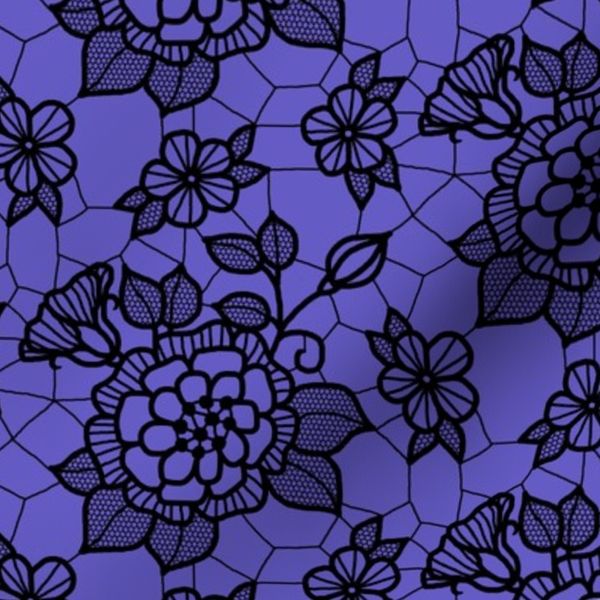 black lace flower 2 on purple