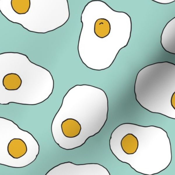 eggs // mint egg print breakfast food eggs and bacon egg fried egg