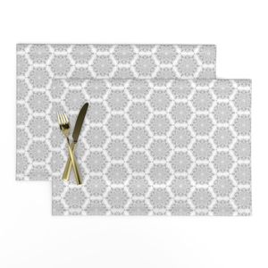 Lace Doily Mandala Honeycomb Grey on White