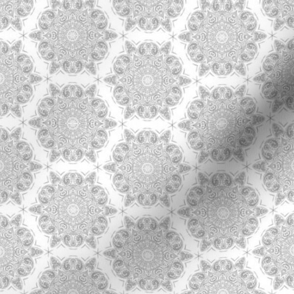Lace Doily Mandala Honeycomb Grey on White