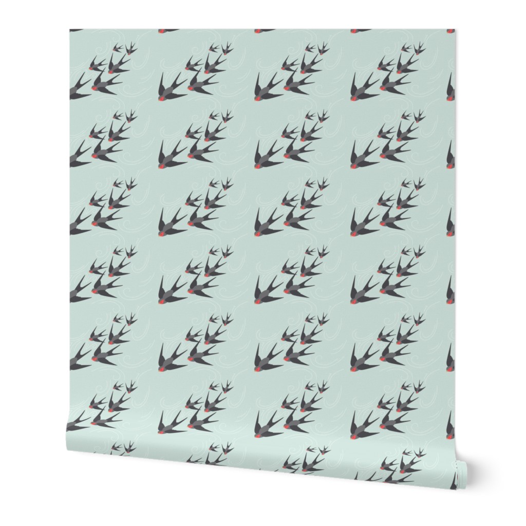 Roll of Peel and Stick wallpaper on white