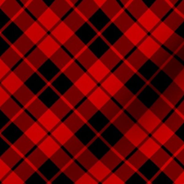 black and crimson diagonal tartan