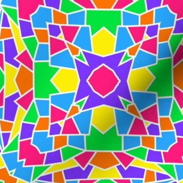 Neon Mosaic Stained Glass Medium Scale Kaleidoscope