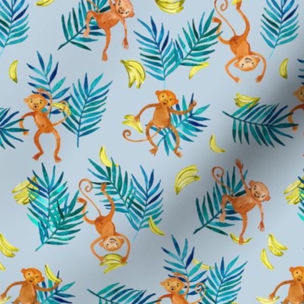 Tropical Monkey Banana Bonanza on blue