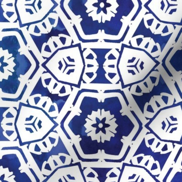 abstract floral deep blue