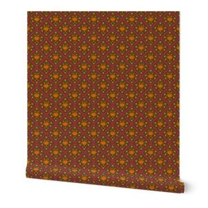 Pumpkin Damask - Red with lines