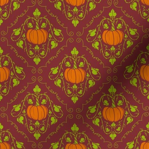 Pumpkin Damask - Red without lines