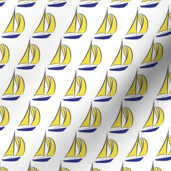 16 03g Nautical Sail boat Ocean Water Royal Navy Blue Sun Yellow Miss Chiff