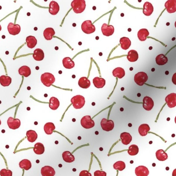 Cheerful Cherries on White
