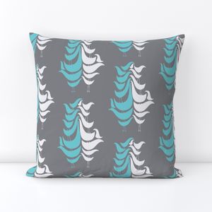 Blue Cooky Birds on Grey